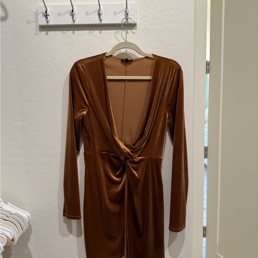 Cotton Candy Rich Brown Long Sleeve Dress